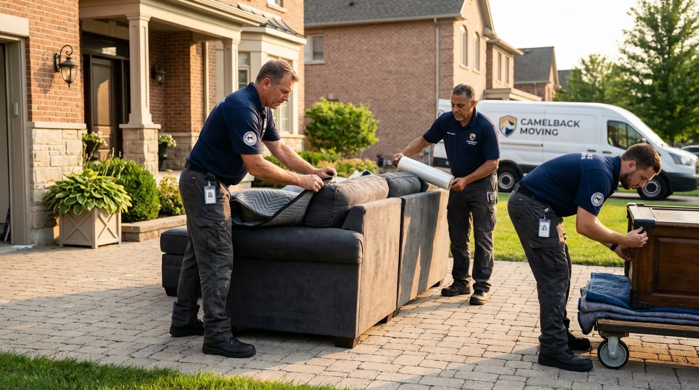 Large estate moving crew wrapping furniture in Mitchell, IN